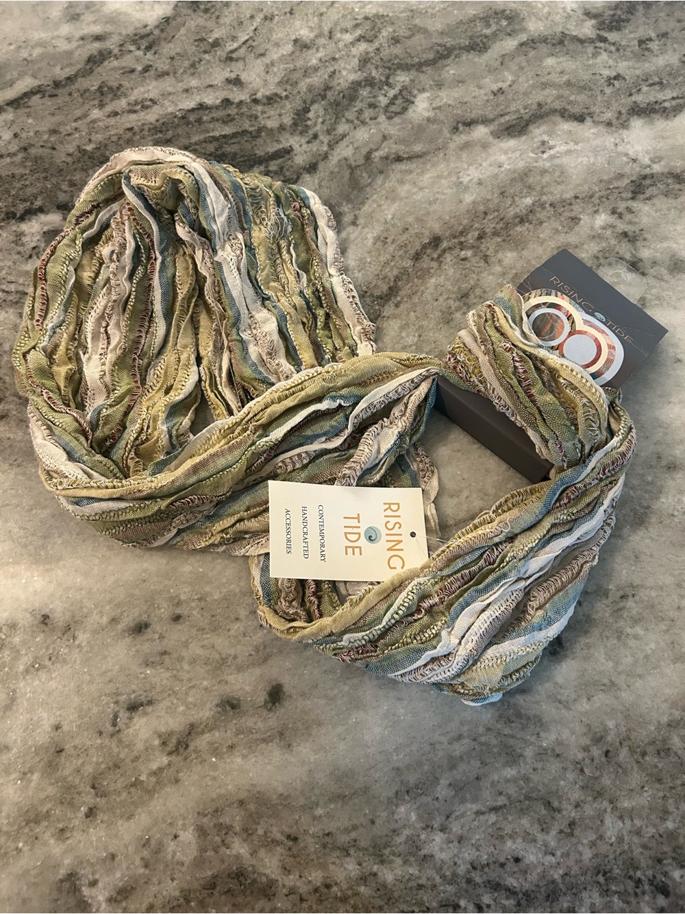 Rising Tide Multicolor Textured Scarf - Soft Greens & Neutrals new with tags